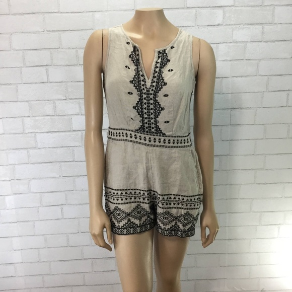 LOFT Pants - Beige Ann Taylor Loft Embroidered Romper Sz 2P